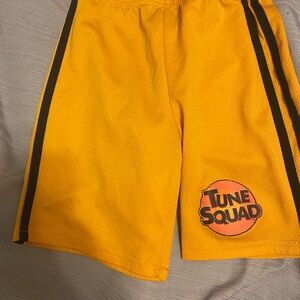 Yellow and Black Athletic Shorts with Tune Squad Logo